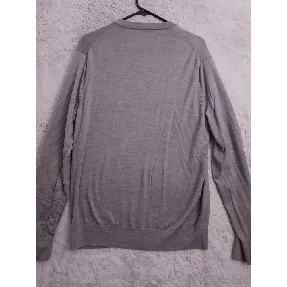 Brooks Brothers Sweater Mens Medium Brookstretch Merino Gray V Neck Lightweight